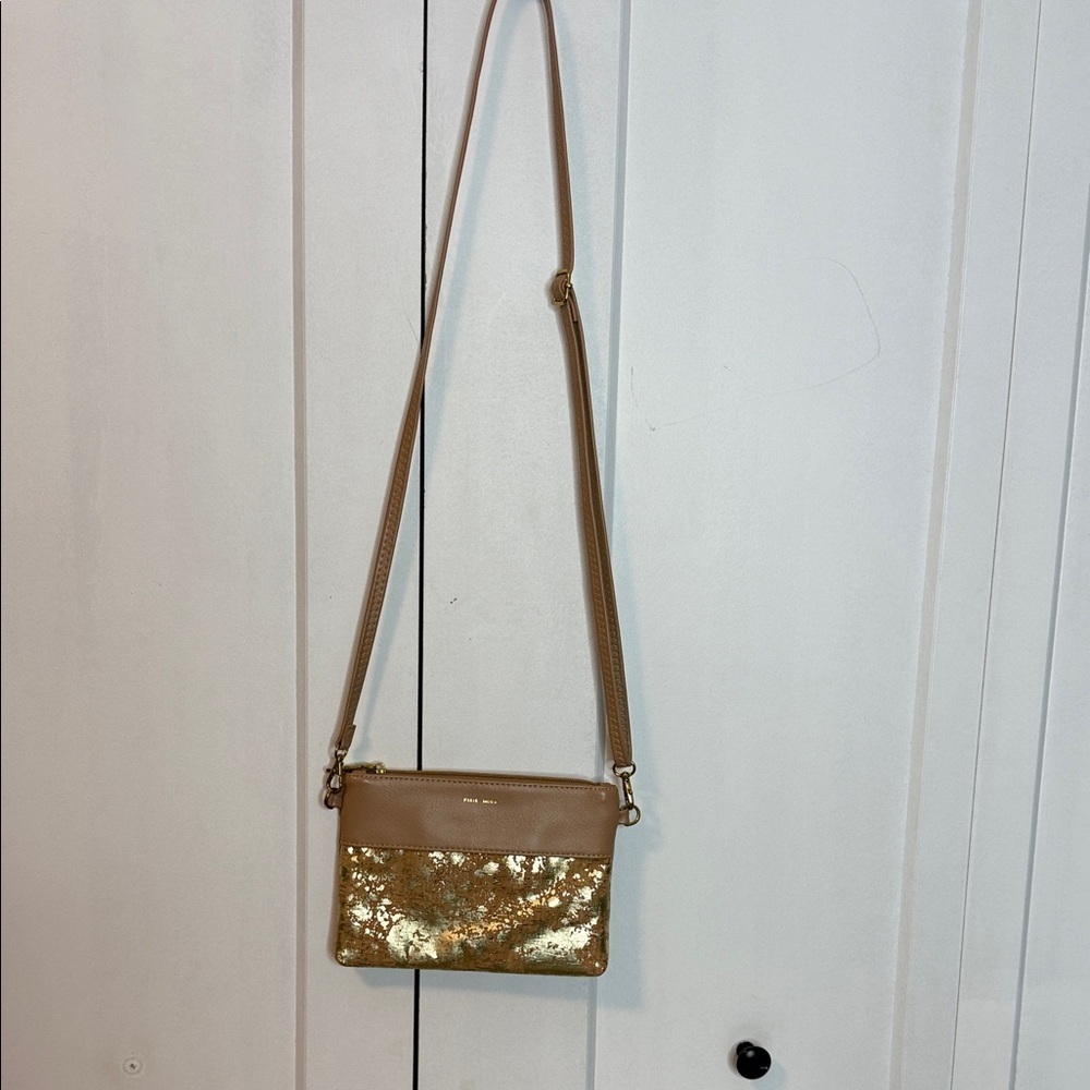Pixie Mood Gold and Tan Crossbody Bag - Like new - with Arm Strap conversion